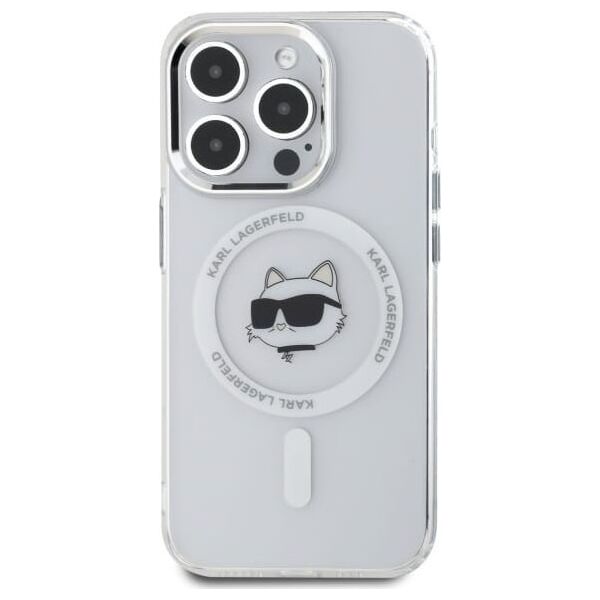 Karl Lagerfeld Karl Lagerfeld KLHMP15XHLSCHH iPhone 15   Pro Max 6.7" biały/white hardcase IML Metal Choupette Head MagSafe