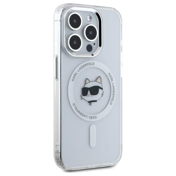 Karl Lagerfeld Karl Lagerfeld KLHMP15XHLSCHH iPhone 15   Pro Max 6.7" biały/white hardcase IML Metal Choupette Head MagSafe
