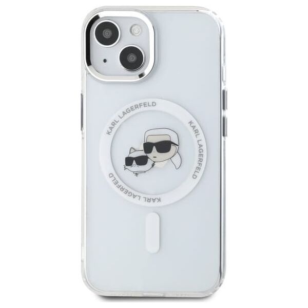 Karl Lagerfeld Karl Lagerfeld KLHMP15SHLSKCH iPhone 15   6.1" biały/white hardcase IML Metal Karl&Choupette Head MagSafe