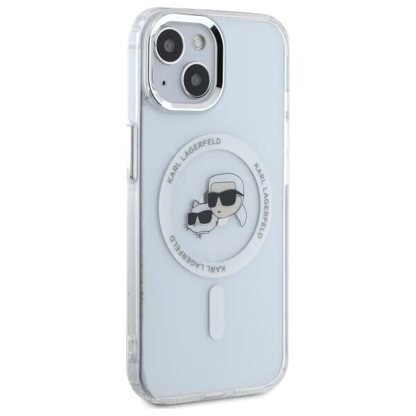 Karl Lagerfeld Karl Lagerfeld KLHMP15SHLSKCH iPhone 15   6.1" biały/white hardcase IML Metal Karl&Choupette Head MagSafe