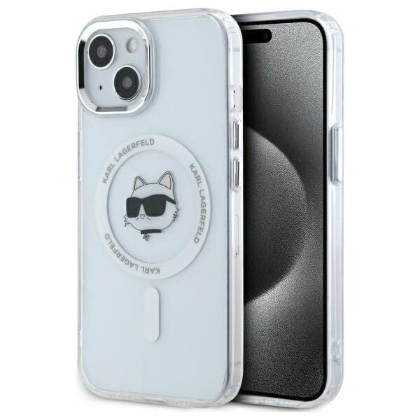 Karl Lagerfeld Karl Lagerfeld KLHMP15MHLSCHH iPhone 15   Plus 6.7" biały/white hardcase IML Metal Choupette Head MagSafe