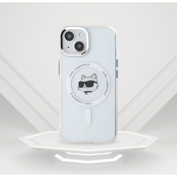 Karl Lagerfeld Karl Lagerfeld KLHMP15MHLSCHH iPhone 15   Plus 6.7" biały/white hardcase IML Metal Choupette Head MagSafe