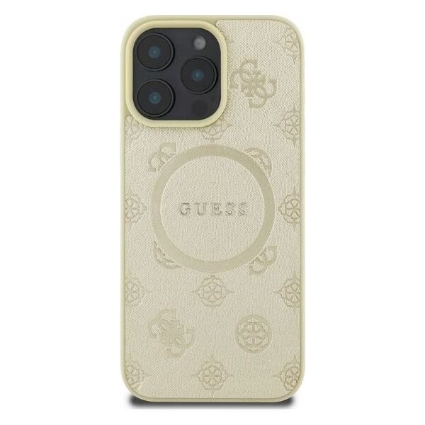 Guess GUHMP16LPSAPSMED iPhone 16 Pro 6.3" gold/gold hardcase Saffiano Peony Classic Logo MagSafe