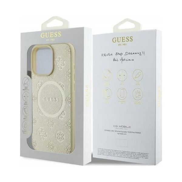Guess GUHMP16LPSAPSMED iPhone 16 Pro 6.3" gold/gold hardcase Saffiano Peony Classic Logo MagSafe