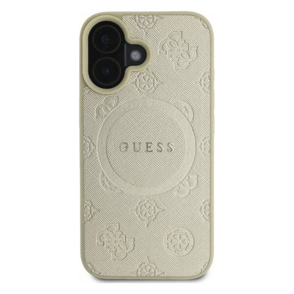 Guess GUHMP16SPSAPSMED iPhone 16 6.1" gold/gold hardcase Saffiano Peony Classic Logo MagSafe