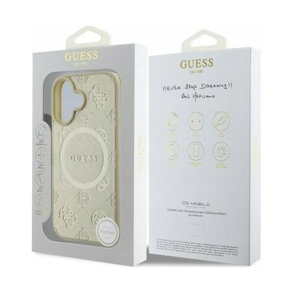Guess GUHMP16SPSAPSMED iPhone 16 6.1" gold/gold hardcase Saffiano Peony Classic Logo MagSafe