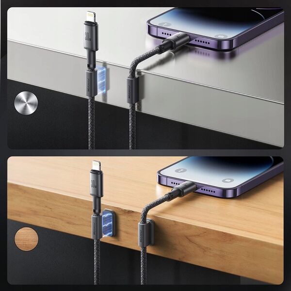 Kabel Joyroom S-A50 Unlimited Series 60W USB-C / Lightning z organizerem magnetycznym 1.2m szary