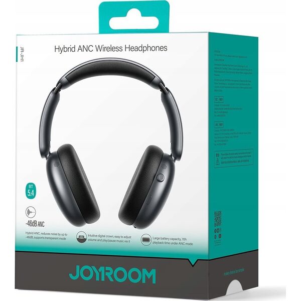 Bezprzewodowe słuchawki nauszne Joyroom J-Head Series JR-JH1 ANC Bluetooth 5.4 czarne