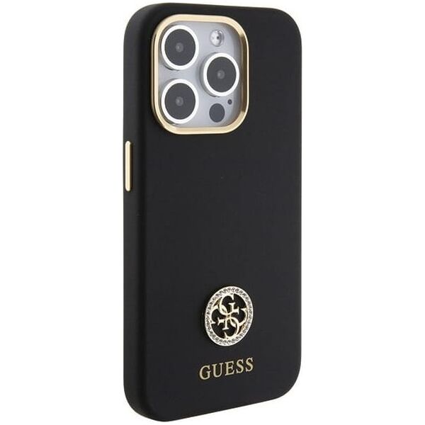 Guess GUHCP15LM4DGPK iPhone 15 Pro 6.1" czarny/black hardcase Silicone Logo Strass 4G