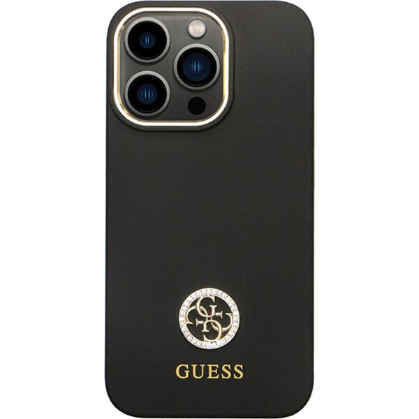 Guess GUHCP15LM4DGPK iPhone 15 Pro 6.1" czarny/black hardcase Silicone Logo Strass 4G