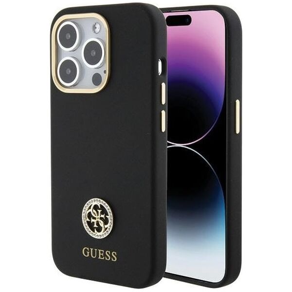 Guess GUHCP15XM4DGPK iPhone 15 Pro Max 6.7" czarny/black hardcase Silicone Logo Strass 4G