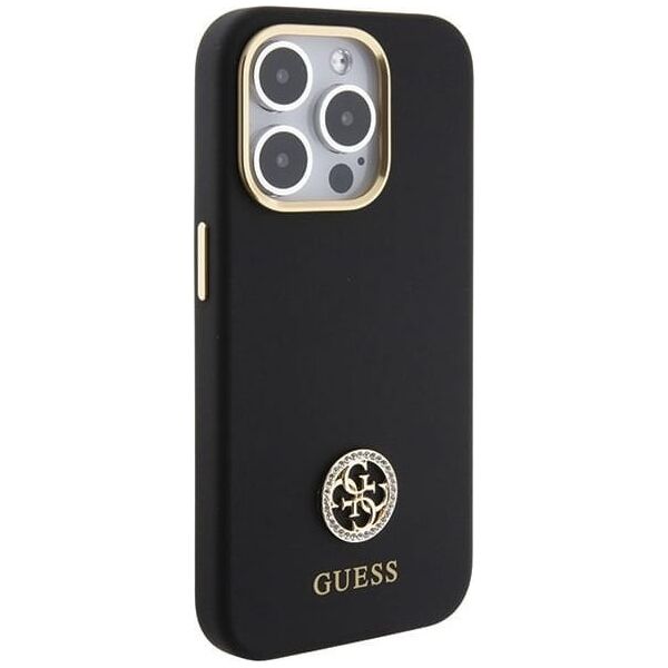 Guess GUHCP15XM4DGPK iPhone 15 Pro Max 6.7" czarny/black hardcase Silicone Logo Strass 4G