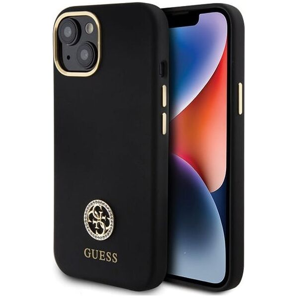 Guess GUHCP15SM4DGPK iPhone 15 / 14 / 13 6.1" czarny/black hardcase Silicone Logo Strass 4G