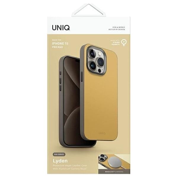 Etui UNIQ Lyden DS Apple iPhone 15 Pro Max Magclick Charging żółto-szary/canary yellow-flint grey