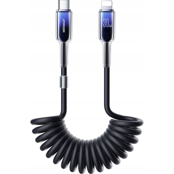 Kabel spiralny Joyroom S-A43 Crystal-Clear Series 30W USB-C / Lightning 1.5m czarny