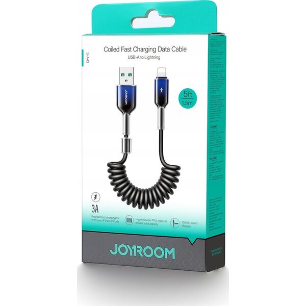 Kabel spiralny Joyroom S-A43 Crystal-Clear Series 3A USB-A / Lightning 1.5m czarny