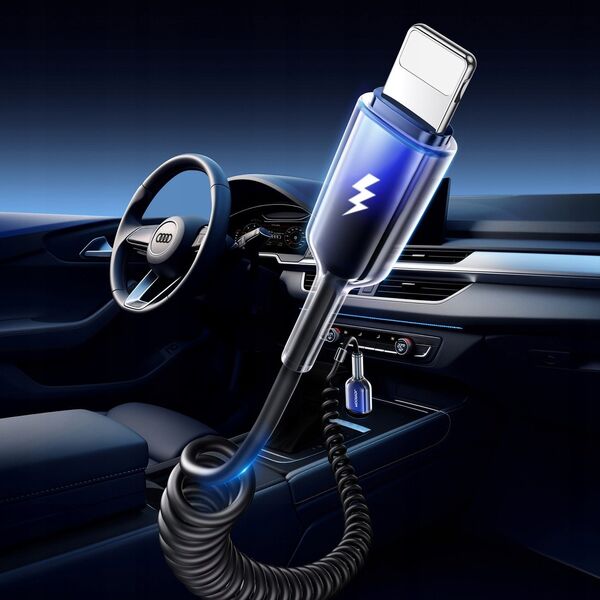 Kabel spiralny Joyroom S-A43 Crystal-Clear Series 3A USB-A / Lightning 1.5m czarny