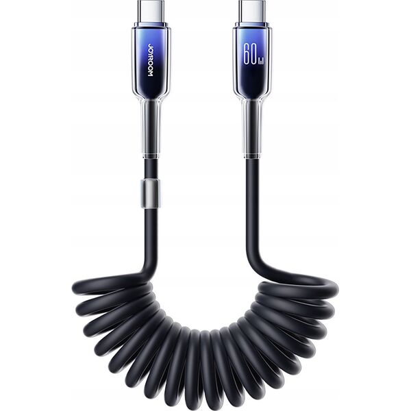 Kabel spiralny Joyroom S-A43 Crystal-Clear Series 60W USB-C / USB-C 1.5m czarny