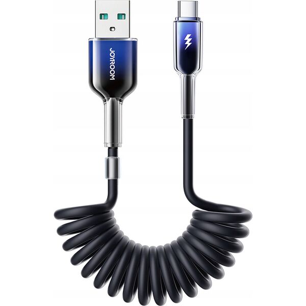 Kabel spiralny Joyroom S-A43 Crystal-Clear Series 3A USB-A / USB-C 1.5m czarny