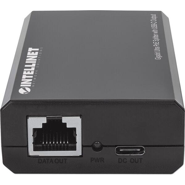Intellinet PoE Splitter with USB-C Output, PoE++ / 4PPoE, Gigabit Ultra, IEEE 802.3bt, RJ45 In and Out Ports, Up to 45 W USB-C Output Port, IEEE 802.3, IEEE 802.3ab, IEEE 802.3af, IEEE 802.3at, IEEE 802.3bt, IEEE 802.3u, 10/100/1000Base-T(X), Cat5e, Black