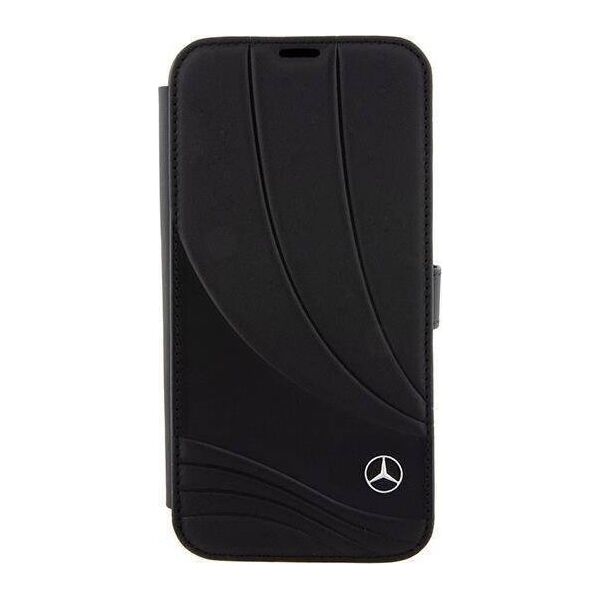 Etui Mercedes MEBKP15L8ROLK Apple iPhone 15 Pro bookcase Leather Wave Patern czarny/black