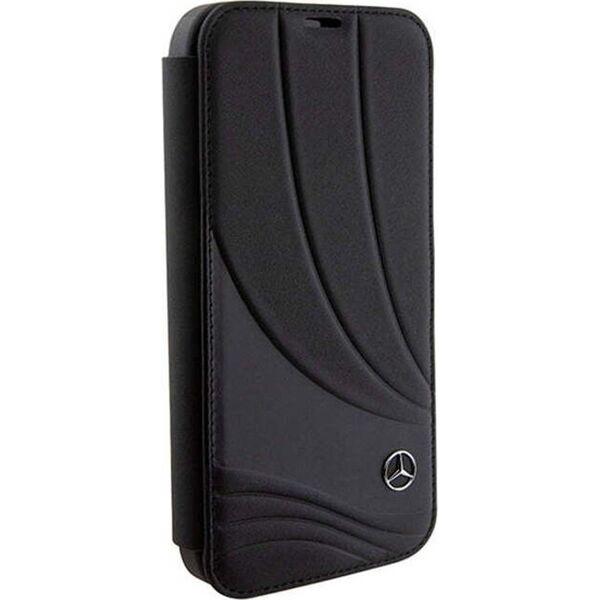 Etui Mercedes MEBKP15L8ROLK Apple iPhone 15 Pro bookcase Leather Wave Patern czarny/black