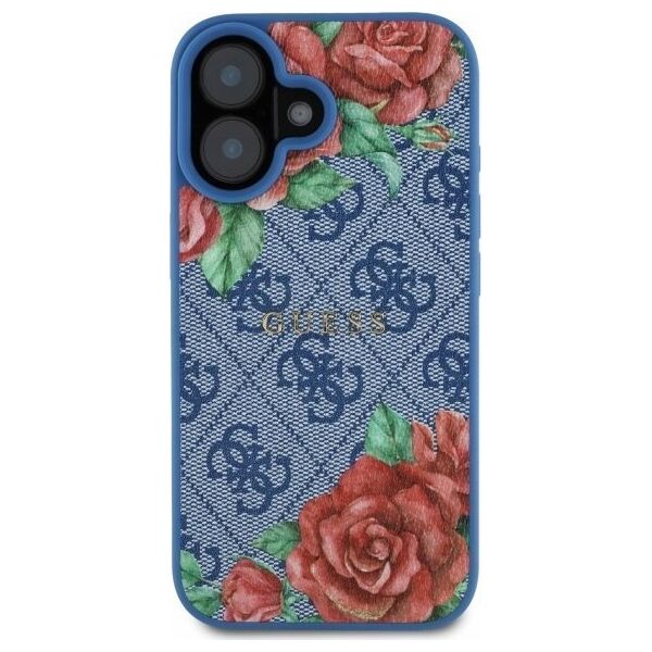 Guess GUHMP16SP4ROPEMCB iPhone 16 6.1"    niebieski/blue hardcase 4G Flowers Print MagSafe