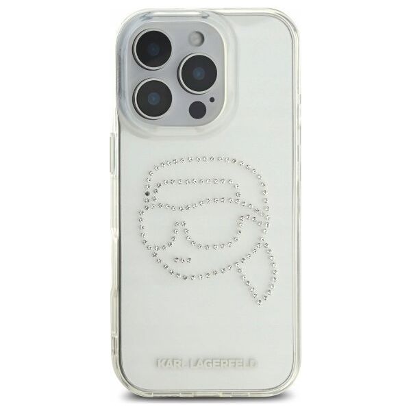 Karl Lagerfeld KLHCP16XHKHDCELT iPhone    16 Pro Max 6.9" przezroczysty/transparent hardcase IML Rhinestones Karl Head