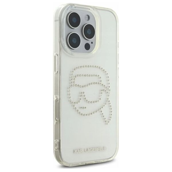 Karl Lagerfeld KLHCP16XHKHDCELT iPhone    16 Pro Max 6.9" przezroczysty/transparent hardcase IML Rhinestones Karl Head