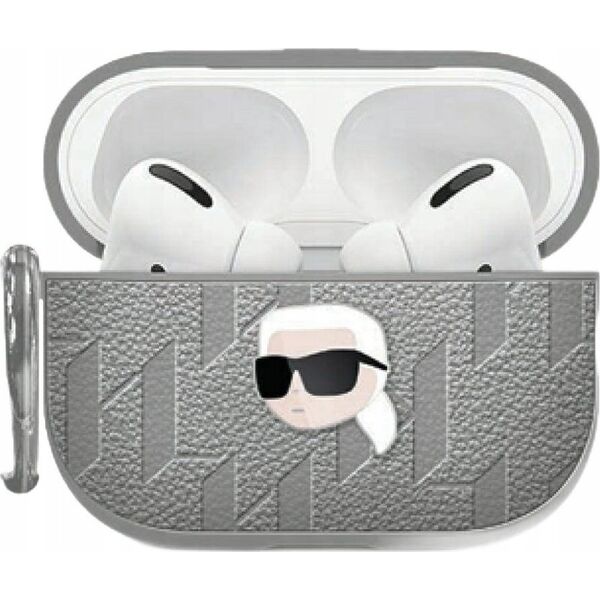 Etui Karl Lagerfeld Monogram Karl Head do Apple AirPods 4 srebrny