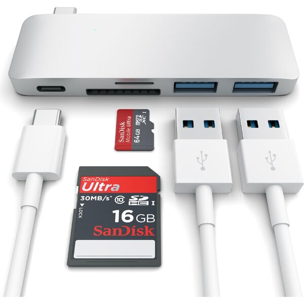 HUB USB Satechi 1x SD 1x USB-C 1x microSD  + 2x USB-A 3.0 (ST-TCUPS)