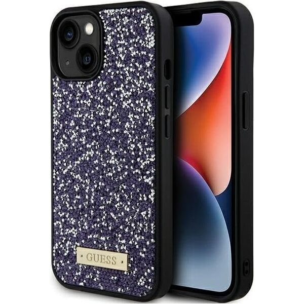 Guess GUHCP15SPFGSBSP iPhone 15 / 14 / 13 6.1" fioletowy/purple hardcase Rhinestone Metal Logo