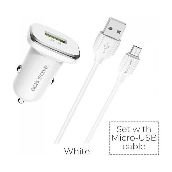 Ładowarka Borofone 1x USB-A 3 A  (BFO-BZ12A-M-W)