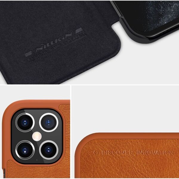 Nillkin Nillkin Qin skórzana kabura etui iPhone 12 Pro Max brązowy uniwersalny