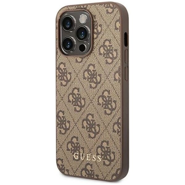 Guess Etui Guess GUHCP14LG4GFBR Apple iPhone 14 Pro brązowy/brown hard case 4G Metal Gold Logo
