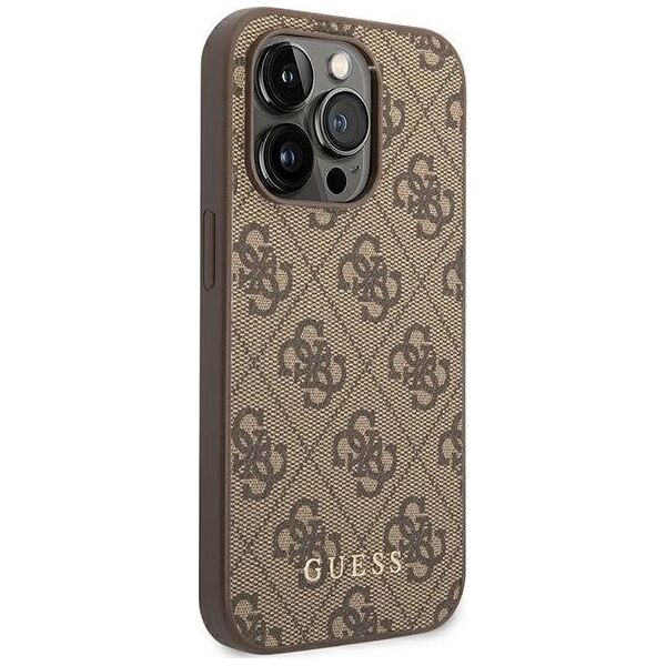 Guess Etui Guess GUHCP14LG4GFBR Apple iPhone 14 Pro brązowy/brown hard case 4G Metal Gold Logo