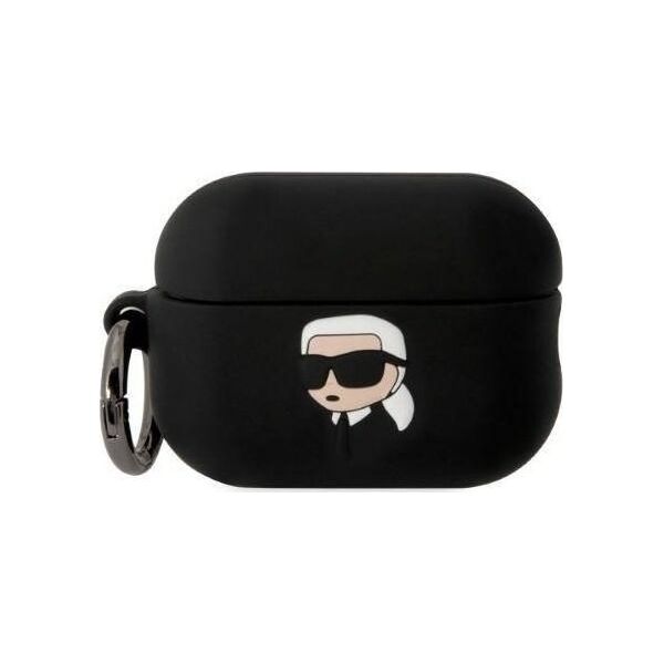 Karl Lagerfeld Etui Karl Lagerfeld KLAP2RUNIKK Apple AirPods Pro 2 cover czarny/black Silicone Karl Head 3D