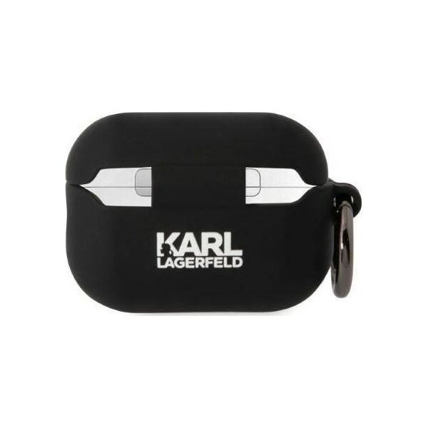 Karl Lagerfeld Etui Karl Lagerfeld KLAP2RUNIKK Apple AirPods Pro 2 cover czarny/black Silicone Karl Head 3D