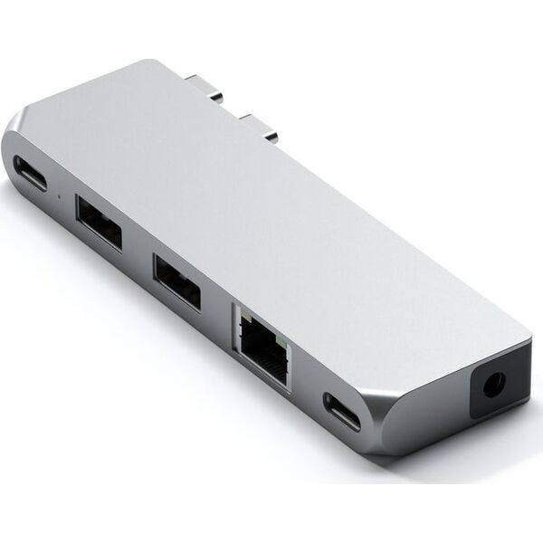 HUB USB Satechi Adapter HUB Satechi Pro Hub mini z podwójnym USB-C do Apple MacBook (2xUSB-C, 2x USB-A, Ethernet, jack port) (silver)