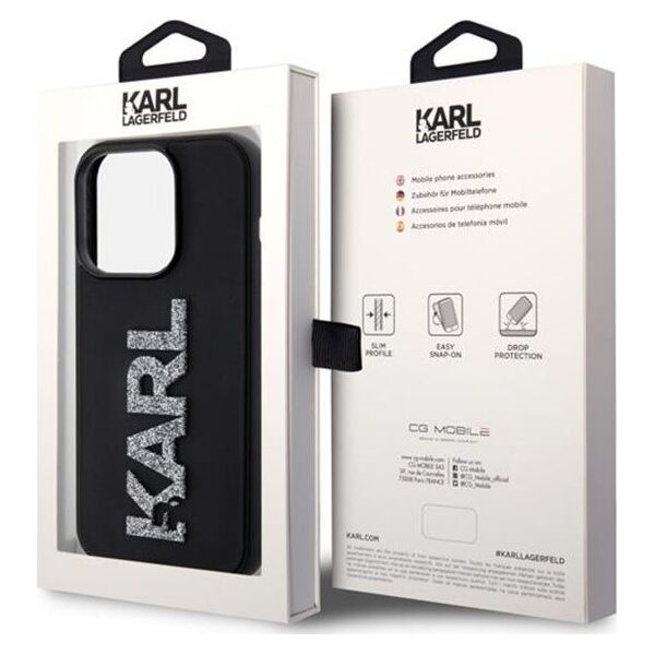 Karl Lagerfeld Karl Lagerfeld KLHCP15L3DMBKCK iPhone 15 Pro 6.1" czarny/black hardcase 3D Rubber Glitter Logo