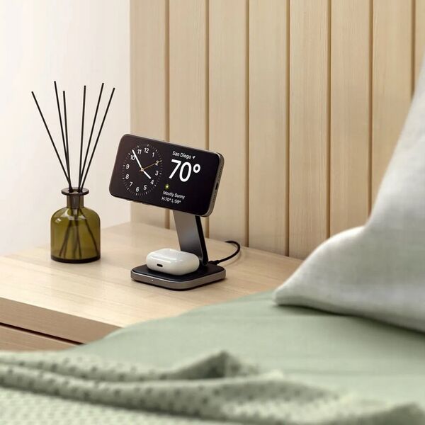 Ładowarka Satechi Ładowarka bezprzewodowa Satechi 2-in-1 Foldable Charging Stand Qi2 do dwóch urządzeń space gray