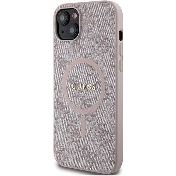 Guess Guess 4G Collection Leather Metal Logo MagSafe - Etui iPhone 15 Plus / 14 Plus (różowy)