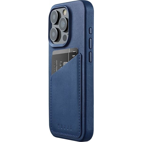 Troubadour Goods Limited Mujjo Full Leather Wallet Case - etui skórzane do iPhone 15 Pro kompatybilne z MagSafe (monaco blue)