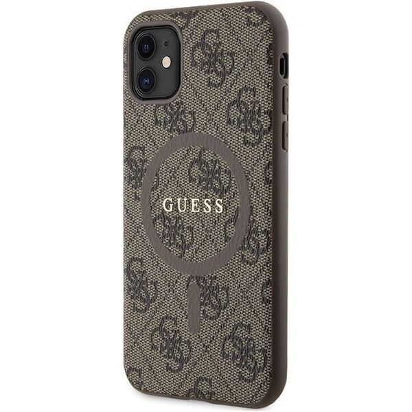 Guess Guess GUHMN61G4GFRW iPhone 11 6.1" / Xr brązowy/brown hardcase 4G Collection Leather Metal Logo MagSafe