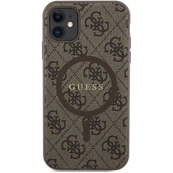 Guess Guess GUHMN61G4GFRW iPhone 11 6.1" / Xr brązowy/brown hardcase 4G Collection Leather Metal Logo MagSafe