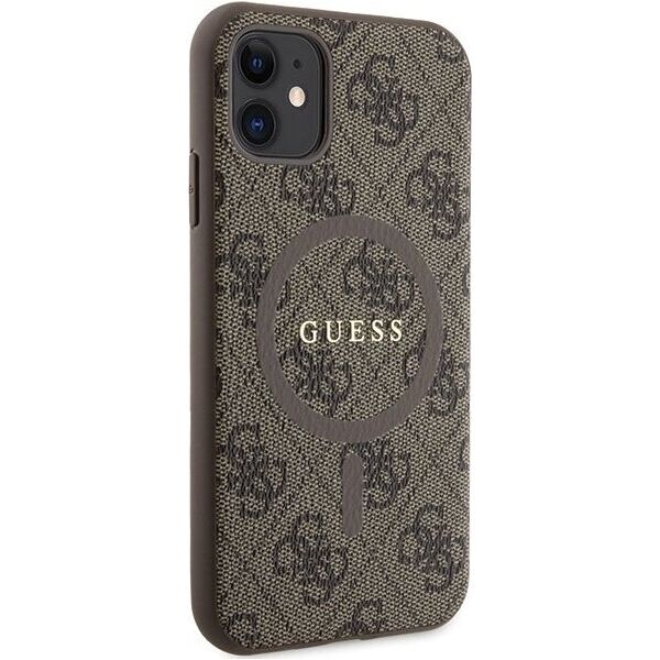 Guess Guess GUHMN61G4GFRW iPhone 11 6.1" / Xr brązowy/brown hardcase 4G Collection Leather Metal Logo MagSafe