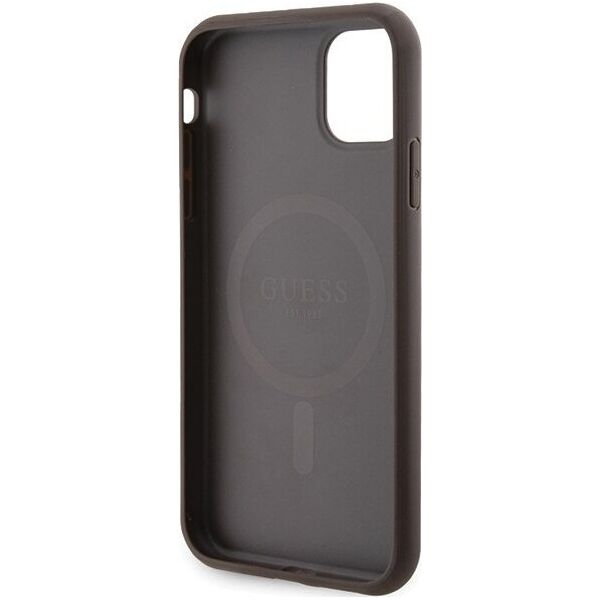 Guess Guess GUHMN61G4GFRW iPhone 11 6.1" / Xr brązowy/brown hardcase 4G Collection Leather Metal Logo MagSafe