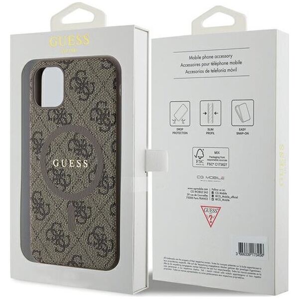Guess Guess GUHMN61G4GFRW iPhone 11 6.1" / Xr brązowy/brown hardcase 4G Collection Leather Metal Logo MagSafe