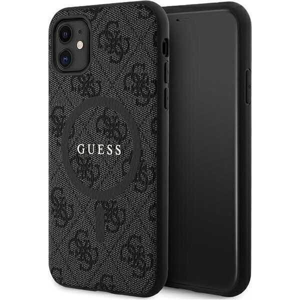 Guess Guess GUHMN61G4GFRK iPhone 11 6.1" / Xr czarny/black hardcase 4G Collection Leather Metal Logo MagSafe