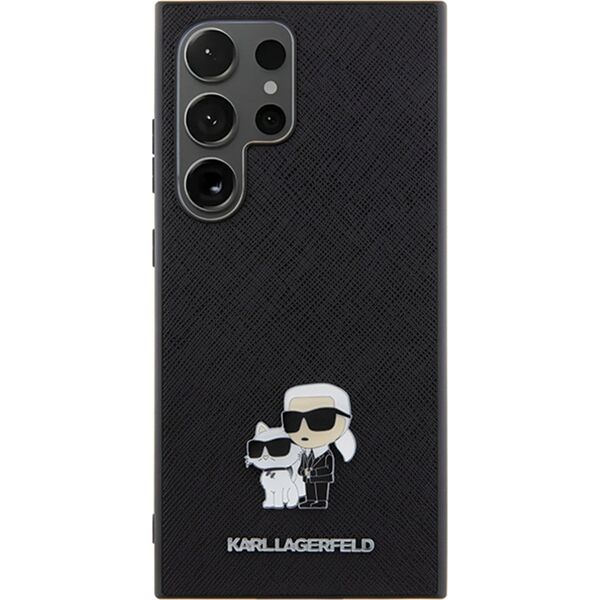 Karl Lagerfeld Etui Karl Lagerfeld KLHCS24SPSAKCMPK Samsung Galaxy S24 hardcase Saffiano Karl & Choupette Metal Pin czarny/black